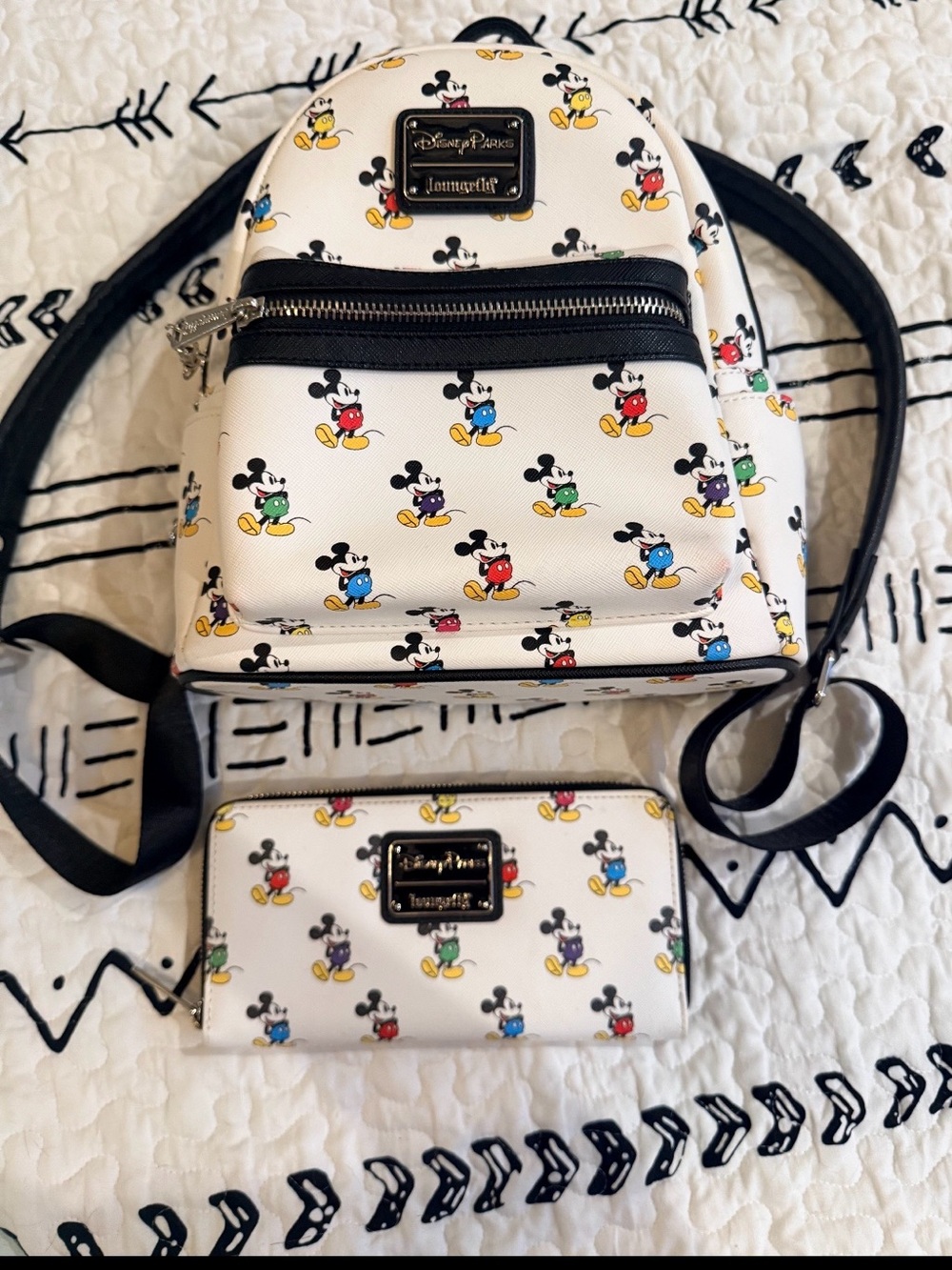 Disney White Mickey Mouse Mini Backpack and Wallet Set
